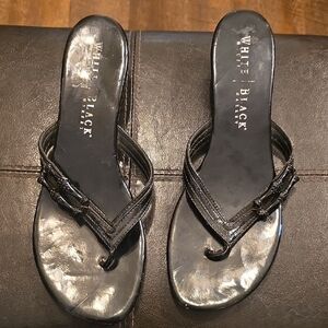 White House Black Market Glossy Black Sandals